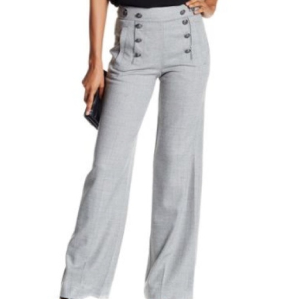 Rebecca Taylor Grey Work Career Wide Leg Pants 6